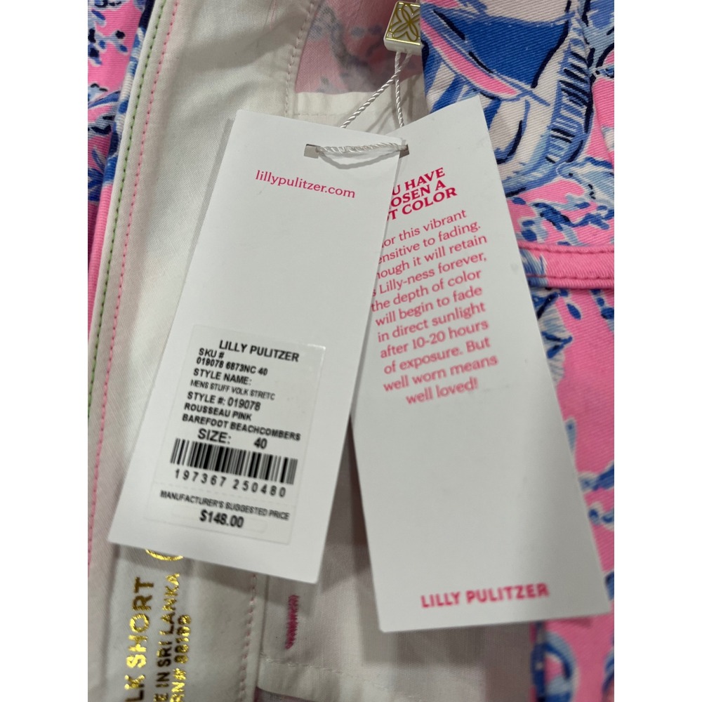Lilly Pulitzer Volk Shorts Mens 40 Pink Barefoot Beachcombers Nautical - Picture 7 of 7